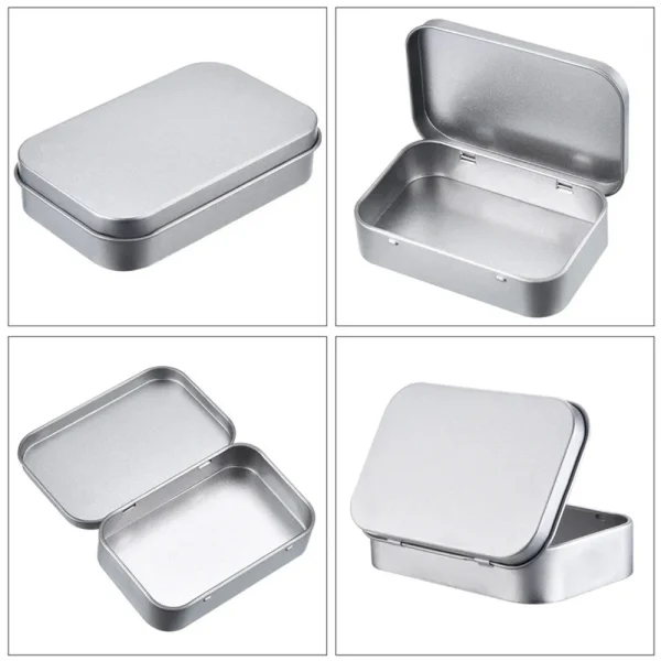 1Pc Metal Rectangular Empty Mini Tin Box Tinplate Push Candy Pill Cases Money Coin Jar Hinged Containers Organizer Storage Box 5