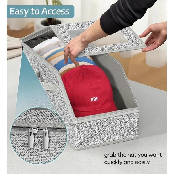 Foldable Zipper Baseball Cap Storage Box Non-woven Dustproof Storage Box Hat Storage Box Wardrobe Storage Boxes Storage 4