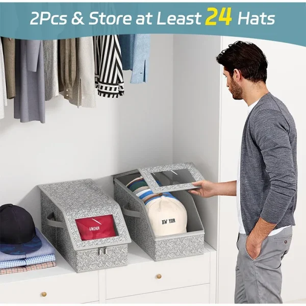 Foldable Zipper Baseball Cap Storage Box Non-woven Dustproof Storage Box Hat Storage Box Wardrobe Storage Boxes Storage 5
