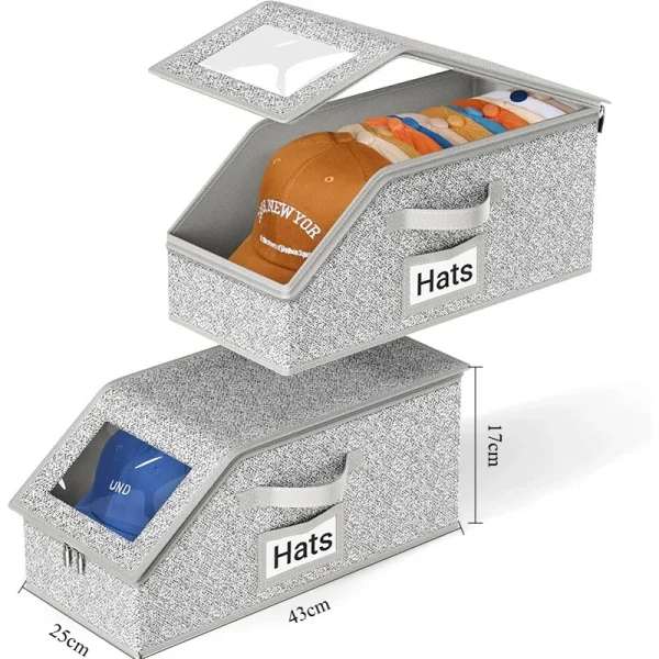 Foldable Zipper Baseball Cap Storage Box Non-woven Dustproof Storage Box Hat Storage Box Wardrobe Storage Boxes Storage 6