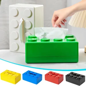 Building Blocks Tissue Box Creative Punch-free Wall-mounted Tissue Box Spring Paper Towel Holder Bathroom Waterproof Tissue Box 1