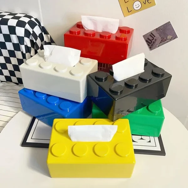 Building Blocks Tissue Box Creative Punch-free Wall-mounted Tissue Box Spring Paper Towel Holder Bathroom Waterproof Tissue Box 2