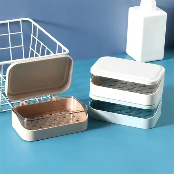 1pc Holder Non Slip Soap Box Toilet Shower Tray Draining Rack Bathroom Gadgets Soap Dish Soap Tray Holder 3