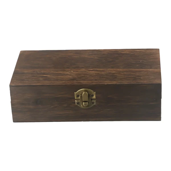 1pc Wooden Storage Box With Metal Retro Buckle Rectangular 20x10x6cm For Tea Coffee Beans Retro Buckle Clamshell Jewel Box 4