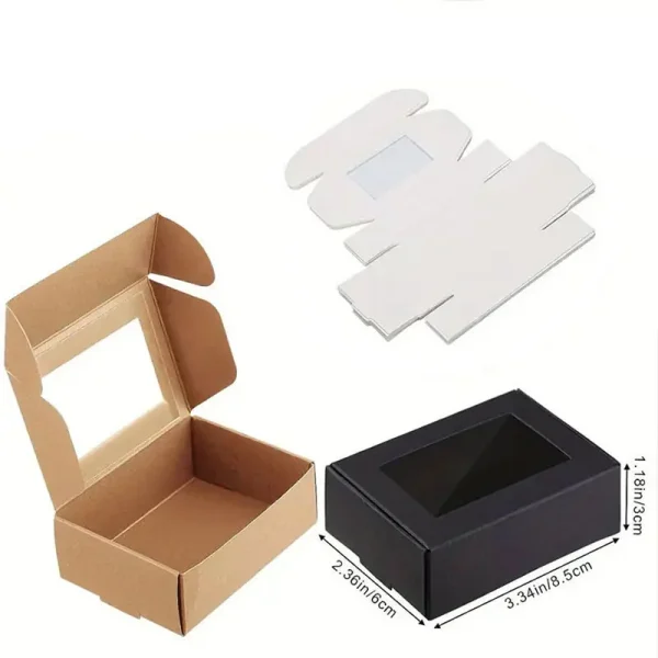 20pcs Mini Kraft Paper Box With Window, Candy Jewelry Soap Boxes Present Box, Present Packaging With Stickers For Party Wedding 2