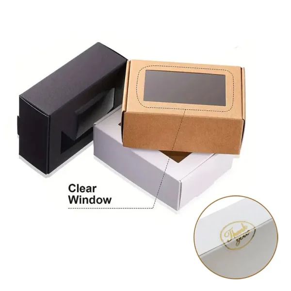 20pcs Mini Kraft Paper Box With Window, Candy Jewelry Soap Boxes Present Box, Present Packaging With Stickers For Party Wedding 3