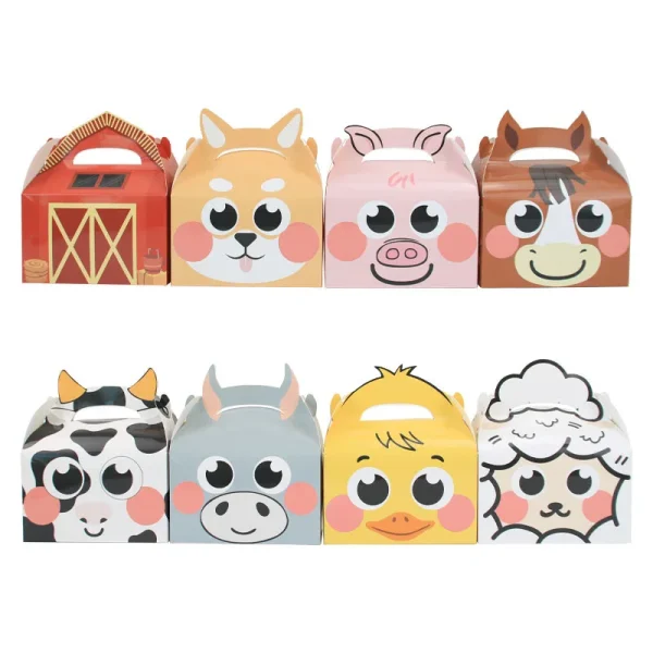 24PCS Farm Animal theme Kids Birthday Decorations Supplies Party Favor Boxes Barnyard Happy Treat Boxes Candy Goodies Gift Box 1