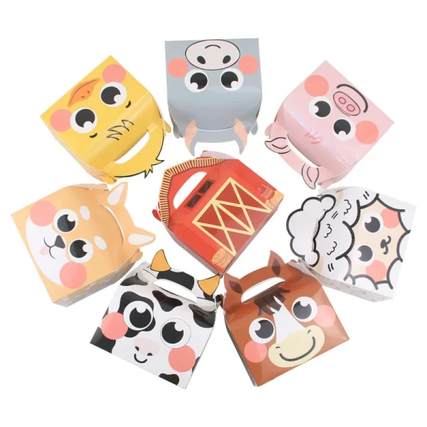 24PCS Farm Animal theme Kids Birthday Decorations Supplies Party Favor Boxes Barnyard Happy Treat Boxes Candy Goodies Gift Box 3