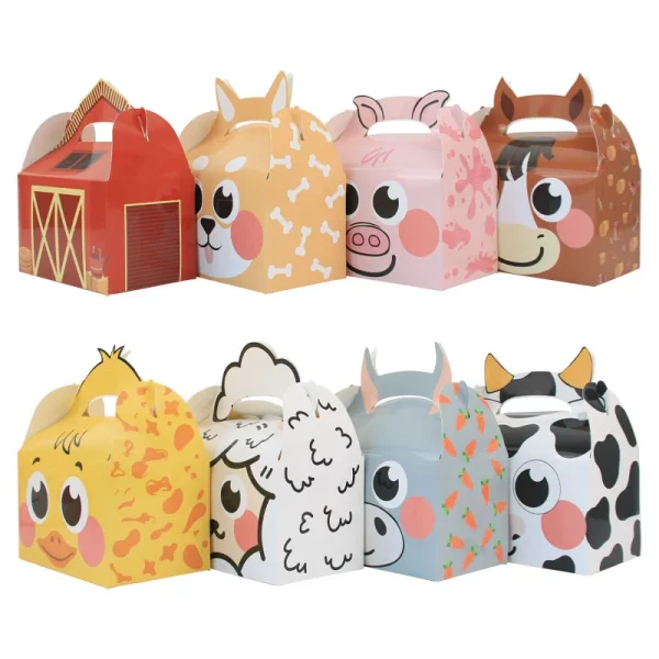 24PCS Farm Animal theme Kids Birthday Decorations Supplies Party Favor Boxes Barnyard Happy Treat Boxes Candy Goodies Gift Box 4