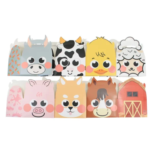 24PCS Farm Animal theme Kids Birthday Decorations Supplies Party Favor Boxes Barnyard Happy Treat Boxes Candy Goodies Gift Box 5