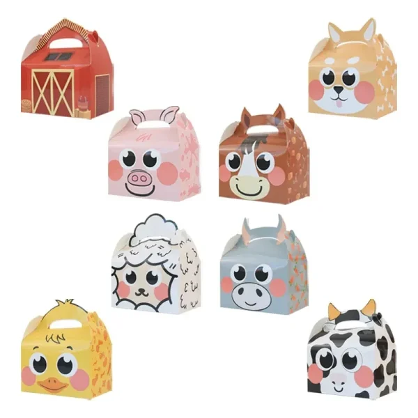 24PCS Farm Animal theme Kids Birthday Decorations Supplies Party Favor Boxes Barnyard Happy Treat Boxes Candy Goodies Gift Box 6