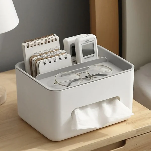 1pc- Gray Multifunctional Tissue Storage Box 1
