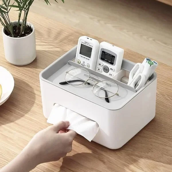 1pc- Gray Multifunctional Tissue Storage Box 2