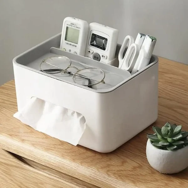 1pc- Gray Multifunctional Tissue Storage Box 5