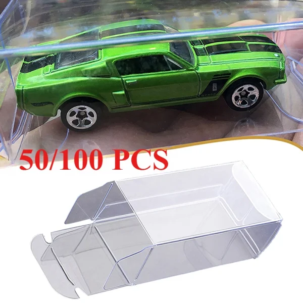 50/100PCS PVC Clear Display Box 1/64 Rectangle Gift Toy Car Model Dustproof Showcase Cosmetic Crafts Packaging Box For Hotwheels 1