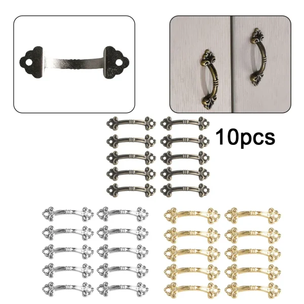 Handle Handles None 10PCS 48*14mm Accessories Antique Drawer Bronze Gift Box Gold Jewelry Box Packaging Silver 6