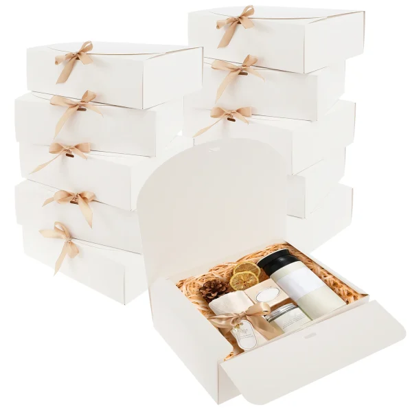 10 Pcs Gift Boxes with Lids and Ribbon Paper Present Box Large Capacity Decorative Party Weddings Birthday Holiday Candy Storage 1