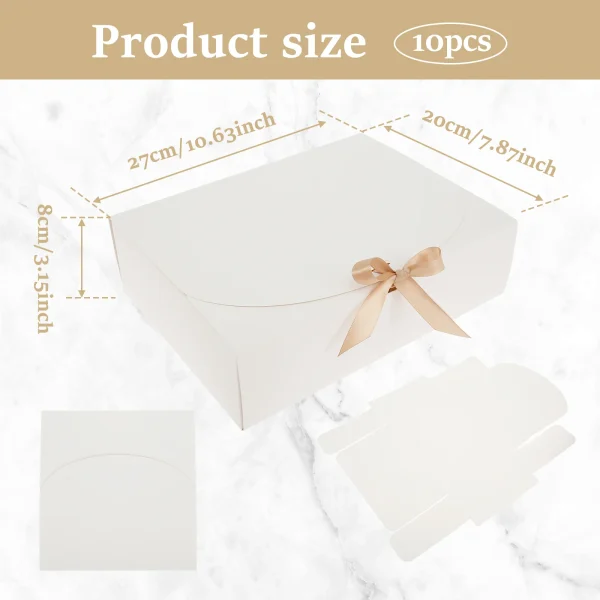 10 Pcs Gift Boxes with Lids and Ribbon Paper Present Box Large Capacity Decorative Party Weddings Birthday Holiday Candy Storage 6