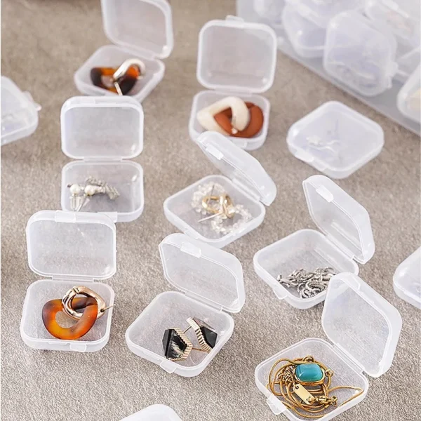 50/30pcs Transparent Jewelry Storage Box Mini Antioxidant Plastic Box Square with Lid Home Organizing Storage Supplies 3
