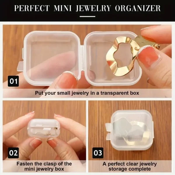 50/30pcs Transparent Jewelry Storage Box Mini Antioxidant Plastic Box Square with Lid Home Organizing Storage Supplies 6