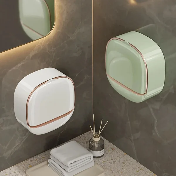1 piece soap box free punching soap box wall-mounted household high-grade drain water storage bathroom toilet soap shelf 2