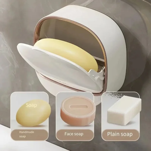 1 piece soap box free punching soap box wall-mounted household high-grade drain water storage bathroom toilet soap shelf 3
