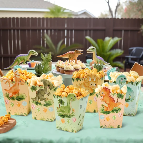 Dinosaur Theme Popcorn Boxes Dinosaur Birthday Party Decoration Safari Birthday Party Supplies 2