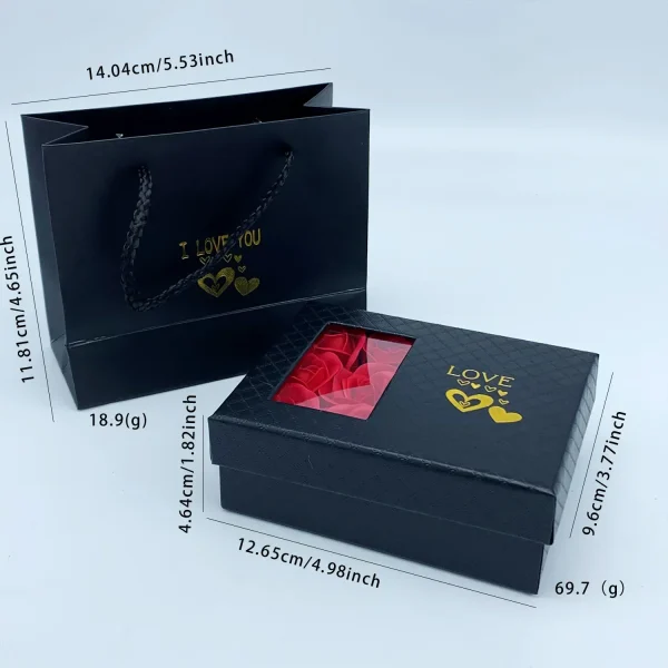 Window Opening Jewelry Box Romantic 6 Rose Pendants Ring Bracelet Valentine's Day Eternal Flower Jewelry Gift Packaging Box Bag 4