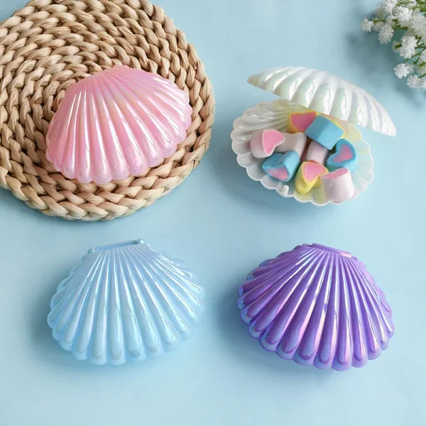 5/10pcs Shell Candy Gift Box Plastic Snack Cookie Jewelry Storage Box Kids Mermaid Birthday Party Favors Decor Wedding Supplies 3