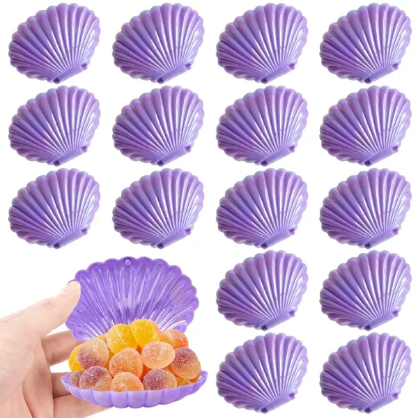 5/10pcs Shell Candy Gift Box Plastic Snack Cookie Jewelry Storage Box Kids Mermaid Birthday Party Favors Decor Wedding Supplies 5
