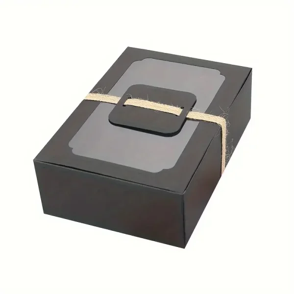 5/10pcs, New Large Kraft Paper Box, Cookie Candy Cake Gift Box, PVC Transparent Window Birthday Christmas Gift, Party Supplies 5