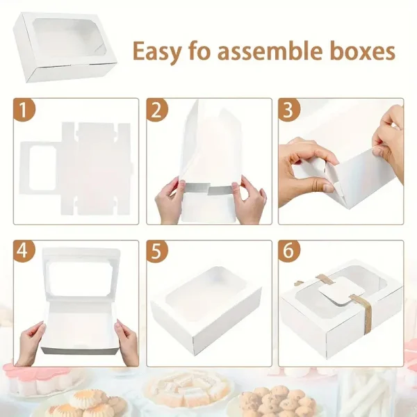 5/10pcs, New Large Kraft Paper Box, Cookie Candy Cake Gift Box, PVC Transparent Window Birthday Christmas Gift, Party Supplies 6