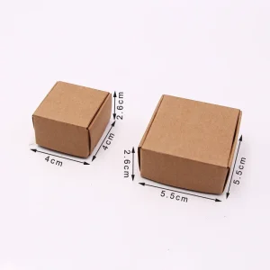 10P Miniature Kraft Gift Boxes Brown Paper Small Square Box Cardboard Mini Ring Earring Jewelry Pack Carton Chocolate Candy Box 1