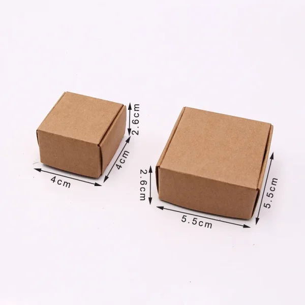 10P Miniature Kraft Gift Boxes Brown Paper Small Square Box Cardboard Mini Ring Earring Jewelry Pack Carton Chocolate Candy Box 1