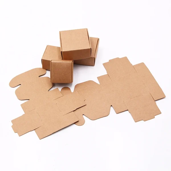 10P Miniature Kraft Gift Boxes Brown Paper Small Square Box Cardboard Mini Ring Earring Jewelry Pack Carton Chocolate Candy Box 2