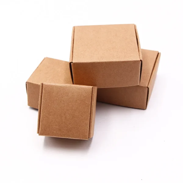 10P Miniature Kraft Gift Boxes Brown Paper Small Square Box Cardboard Mini Ring Earring Jewelry Pack Carton Chocolate Candy Box 3
