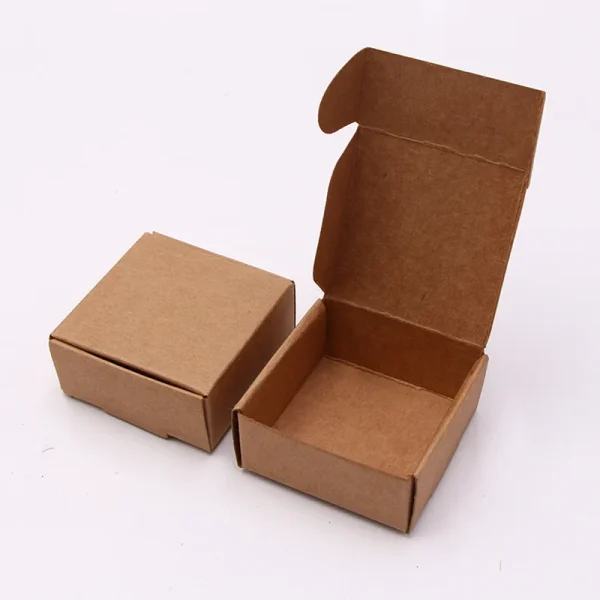 10P Miniature Kraft Gift Boxes Brown Paper Small Square Box Cardboard Mini Ring Earring Jewelry Pack Carton Chocolate Candy Box 4