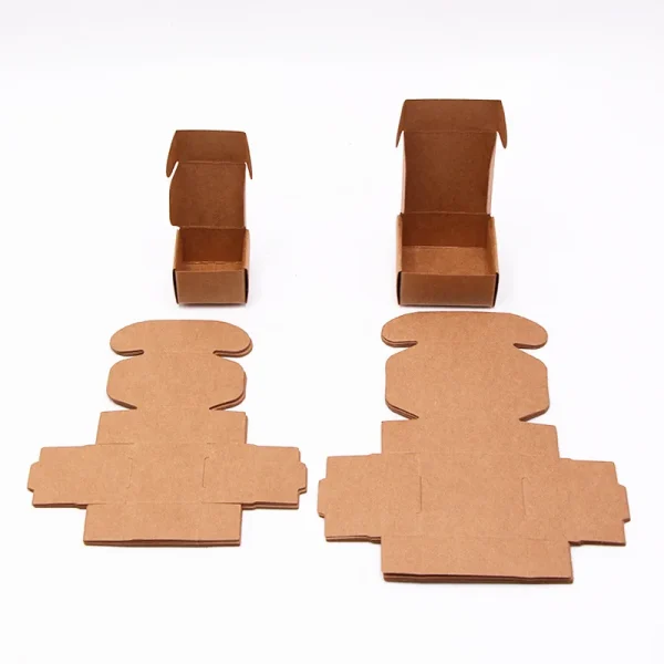 10P Miniature Kraft Gift Boxes Brown Paper Small Square Box Cardboard Mini Ring Earring Jewelry Pack Carton Chocolate Candy Box 5