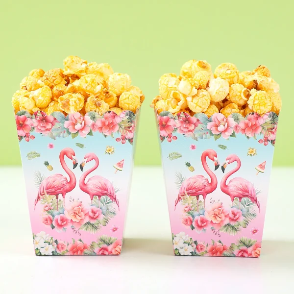 Flamingo Popcorn Boxes Hawaiian Summer Beach Birthday Party Decorations Kids Hawaii Luau Tropical Wedding Party Supplies 1