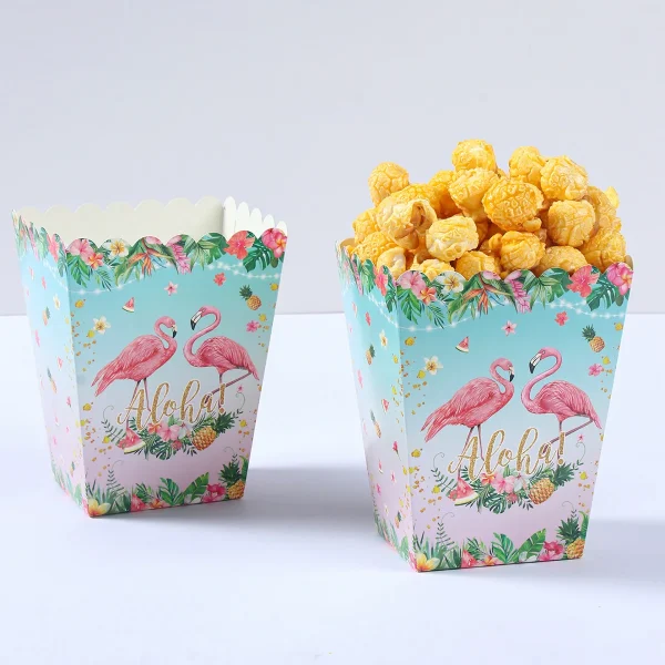 Flamingo Popcorn Boxes Hawaiian Summer Beach Birthday Party Decorations Kids Hawaii Luau Tropical Wedding Party Supplies 2