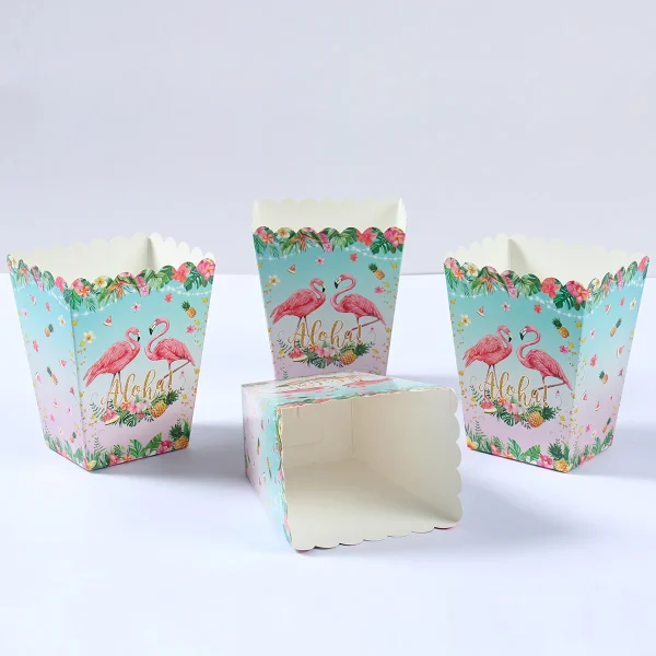 Flamingo Popcorn Boxes Hawaiian Summer Beach Birthday Party Decorations Kids Hawaii Luau Tropical Wedding Party Supplies 4