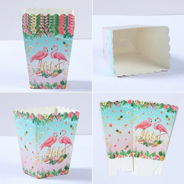 Flamingo Popcorn Boxes Hawaiian Summer Beach Birthday Party Decorations Kids Hawaii Luau Tropical Wedding Party Supplies 5