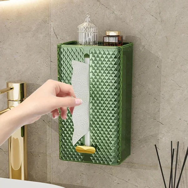 Tissue Box Holder Wall Mounted Modern Tissue Organizer Toilet Tissue Storage for Restroom Office Living Room Restaurant Desk 4