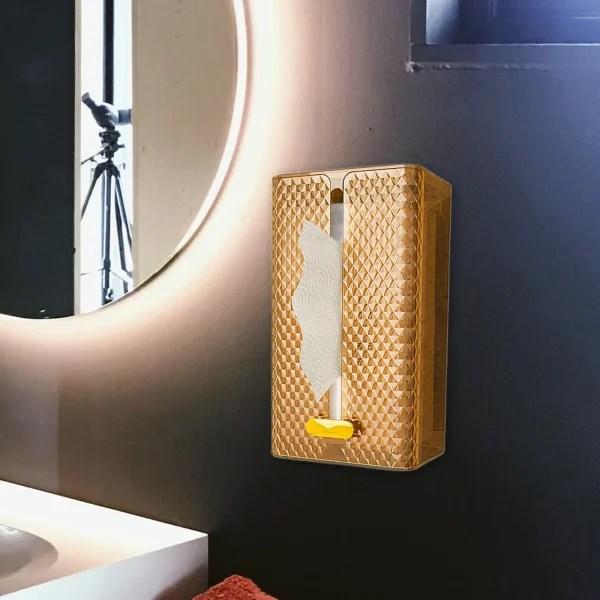 Tissue Box Holder Wall Mounted Modern Tissue Organizer Toilet Tissue Storage for Restroom Office Living Room Restaurant Desk 5