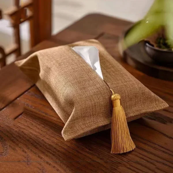 Nordic Style Tissue Box Fabric Bag Cover, Portable Pumping Napkin Storage, Rectangle, Monochromatic, Car, Office 1