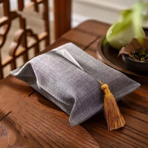 Nordic Style Tissue Box Fabric Bag Cover, Portable Pumping Napkin Storage, Rectangle, Monochromatic, Car, Office 3