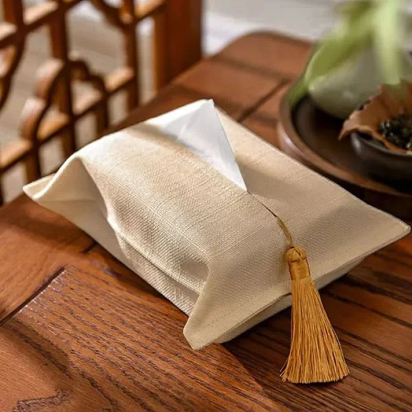 Nordic Style Tissue Box Fabric Bag Cover, Portable Pumping Napkin Storage, Rectangle, Monochromatic, Car, Office 4