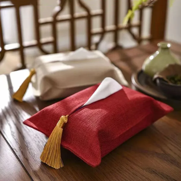 Nordic Style Tissue Box Fabric Bag Cover, Portable Pumping Napkin Storage, Rectangle, Monochromatic, Car, Office 6