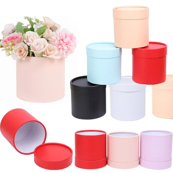Big Flower Box Gift Packaging Box Round Portable Bouquet Storage Decor Birthday Wedding Valentine's Day Rose Flowers Decoration 1
