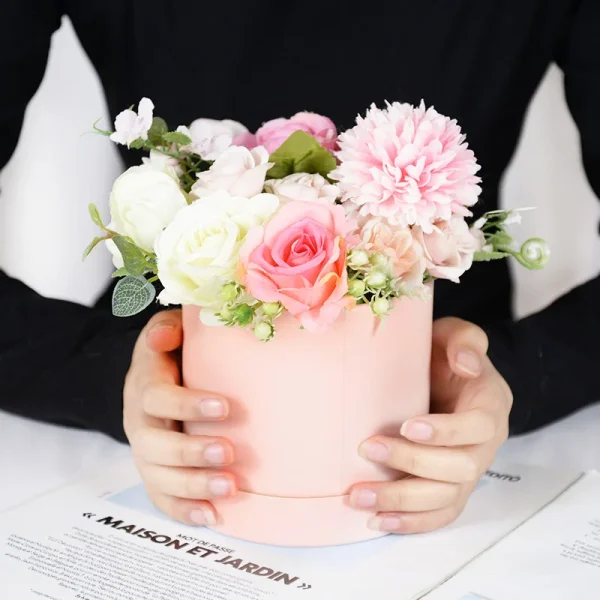 Big Flower Box Gift Packaging Box Round Portable Bouquet Storage Decor Birthday Wedding Valentine's Day Rose Flowers Decoration 3